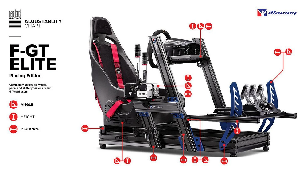 Cockpit de simulateur avec profilé d’aluminium Next Level Racing® F-GT Elite Formula et GT – Édition iRacing