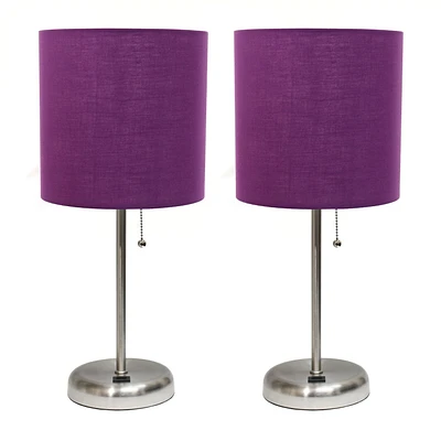 LimeLights Lampe bâton avec port de chargement USB et ensemble de 2 abat-jour en tissu