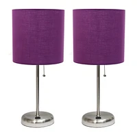 LimeLights Lampe bâton avec port de chargement USB et ensemble de 2 abat-jour en tissu