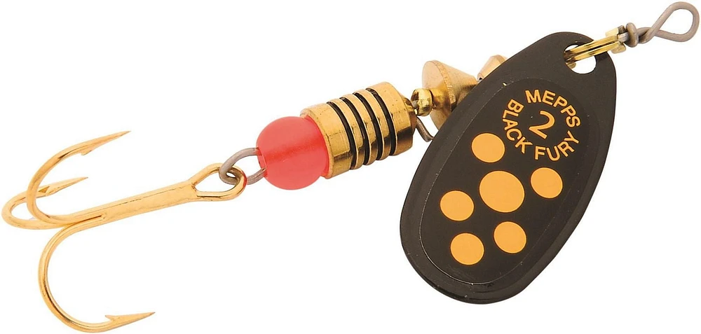 Mepps BF2-BYD Black Fury In-Line Spinner #2 1/6oz Plain Black/Yellow Dots