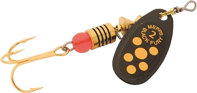 Mepps BF2-BYD Black Fury In-Line Spinner #2 1/6oz Plain Black/Yellow Dots