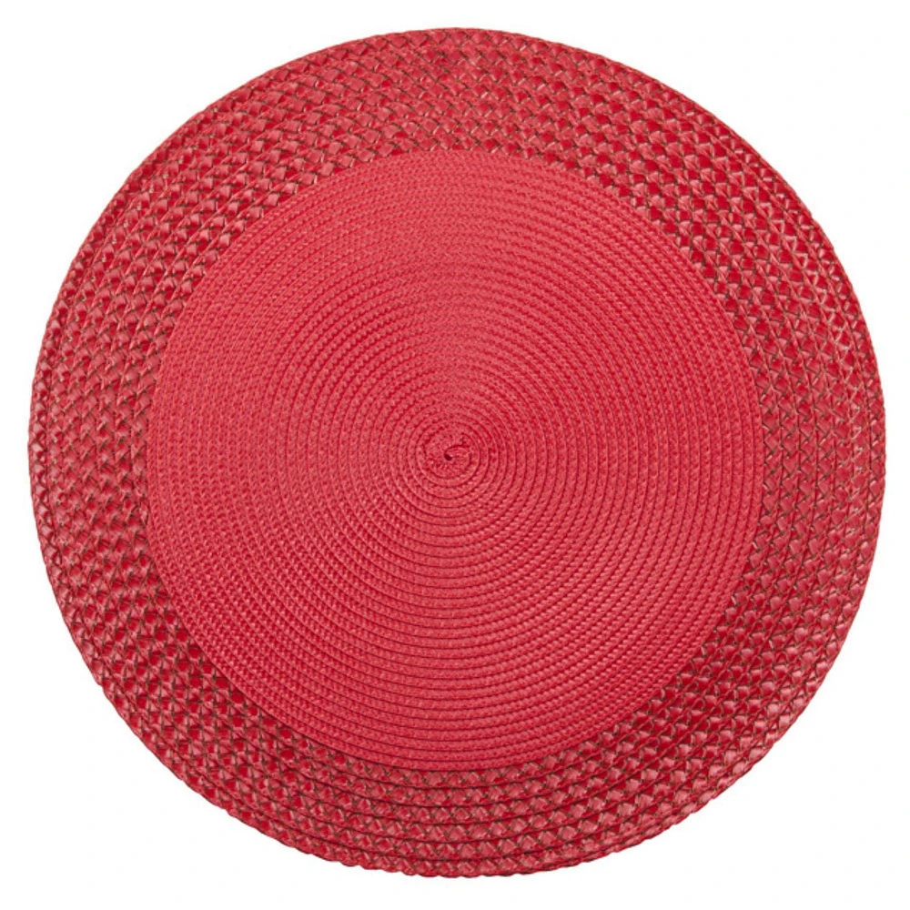 Vinyle Round Napperon Avec Border (Rouge) (Ensemble De 12)