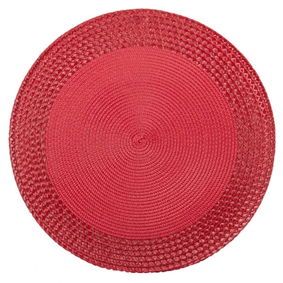 Vinyle Round Napperon Avec Border (Rouge) (Ensemble De 12)