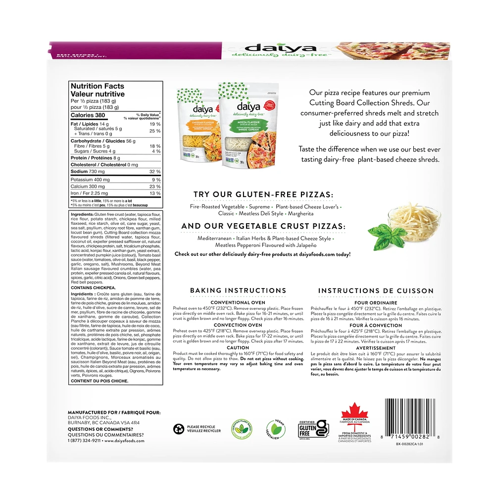 Daiya Dairy Free Gluten Free Supreme Pizza, 550 g