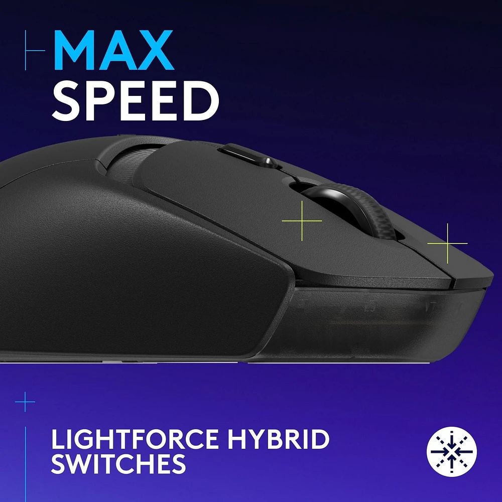 Souris gaming sans fil Logitech G309 LIGHTSPEED, légère, switchs hybrides LIGHTFORCE, capteur HERO 25K - Noir