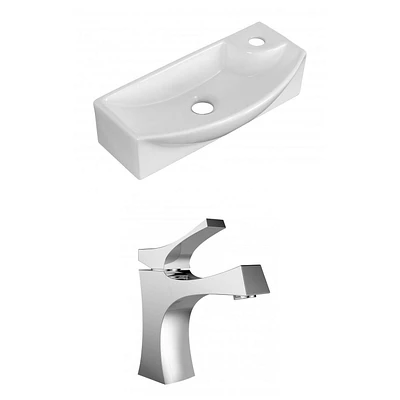 American Imaginations -in. W Wall Mount White Bathroom Vessel Sink Set For 1 Hole Right Faucet AI