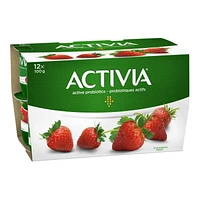 Activia Yogurt with Probiotics, Strawberry Flavour, 12 x 100 g