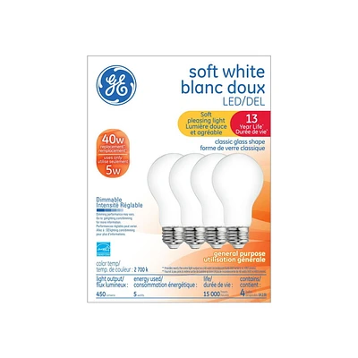 GE 5W DEL A19 ESTAR BLANC DOUX 4P