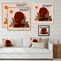 Designart Silhouette minimale de femme afro-américaine ART MURAL À CADRE FLOTTÉ