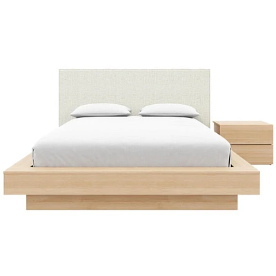 Ensemble de chambre à coucher Julian 3 pièces avec lit plateforme, tête de lit rembourrée et table de chevet