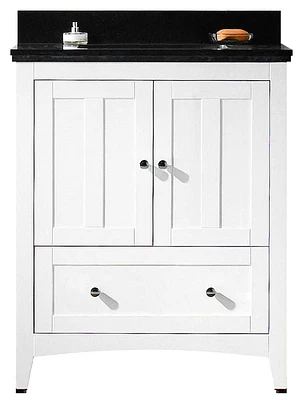 American Imaginations -in. W Floor Mount White Vanity Set For 1 Hole Drilling Bianca Carara Top White UM Sink AI