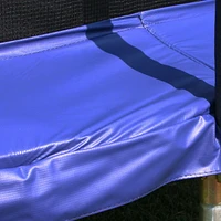 SKYWALKER TRAMPOLINES 14 FT, Round, Bright Blue Outdoor Trampoline for Kids with Safety Enclosure Net and Spring Pad, ASTM Approval, Rust Resistant, 4-Pack, Heavy Duty, Wind Stakes