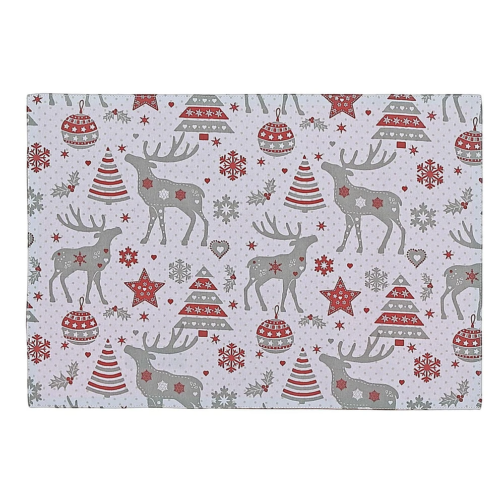 Set De Table En Coton Renne - Lot De 12
