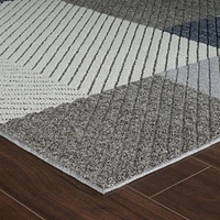Rug Branch Hogar Abstract Indoor Outdoor Area Rug, Grey Blue, Geometric - Living Room, Bedroom, Dining Room, and Kitche