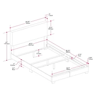 Cadre de lit queen-size rembourré moderne CorLiving Celeste pour adulte avec tête de lit, sommier requis