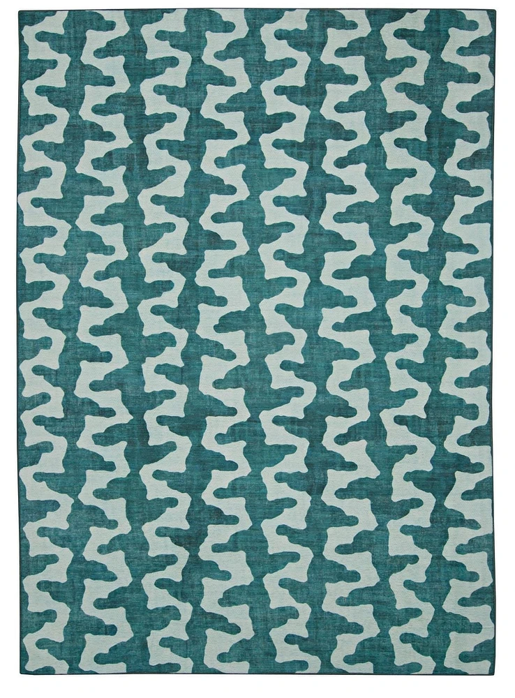 Tapis d'extérieur lavable Doral aqua & vert 5 pi x7 pi