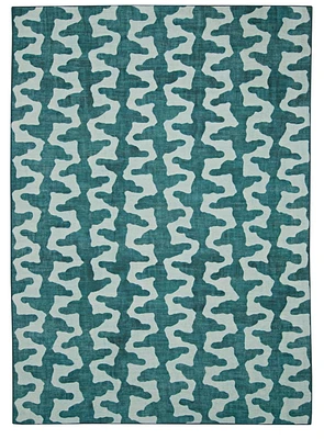 Tapis d'extérieur lavable Doral aqua & vert 5 pi x7 pi