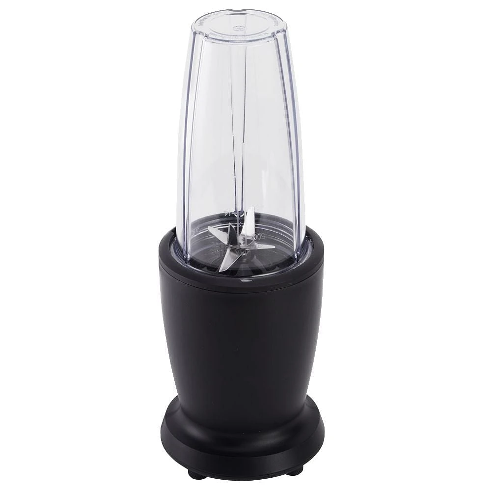 Ensemble de mixeur Mainstays de 10 pièces, noir, 300 W, avec 3 pots (10 onces, 16 onces, 18 onces), 2 couvercles à boire, lame en acier inoxydable