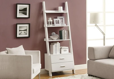 Monarch Specialties Étagère À Livres, Étagère, Étagère, Échelle, 4 Niveaux, 69"h, Bureau, Chambre À Coucher, Stratifié, Blanc, Contemporain, Moderne