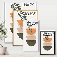 Designart Soleil géométrique abstrait et lune avec feuille II ART MURAL À CADRE FLOTTÉ