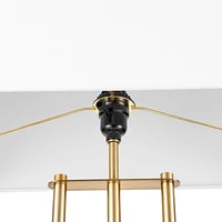 Lampe sur pied en métal de 62 pouces de la collection Soho par Novogratz x Globe Electric, laiton mat, abat-jour en lin blanc, 67775