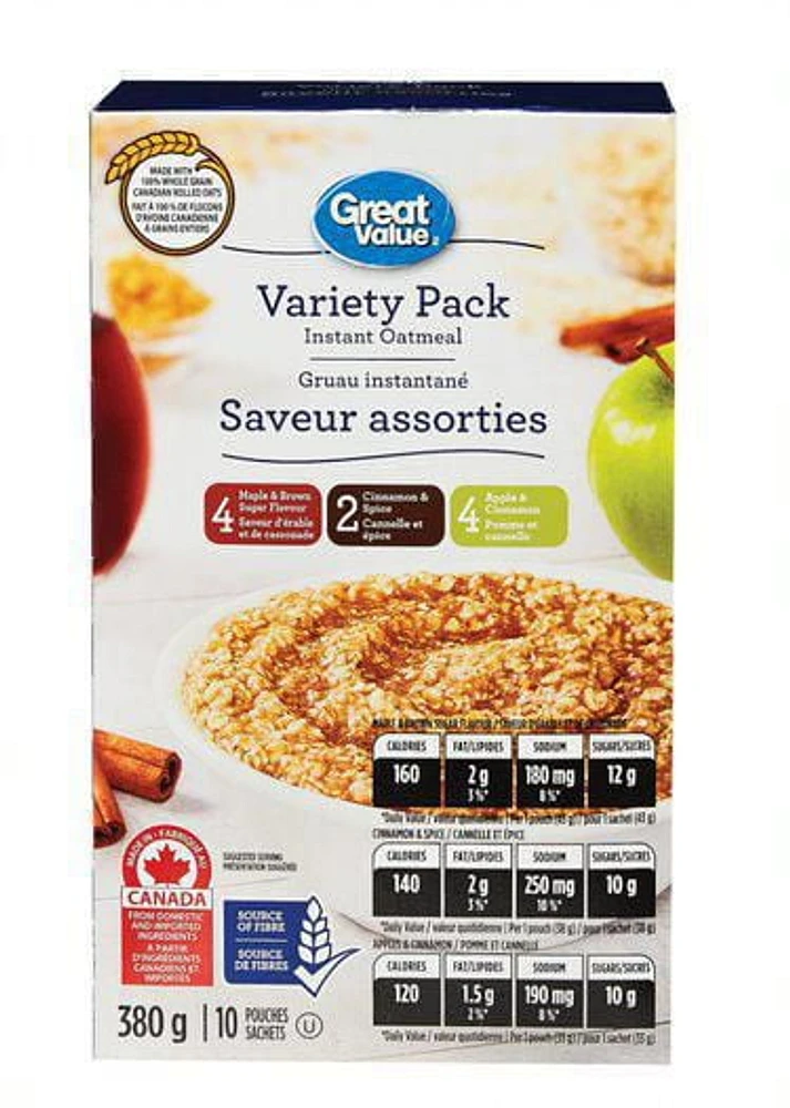 Great Value Variety Pack Instant Oatmeal