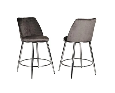 Tabouret de Bar Nora, Ensemble de 2, Gris