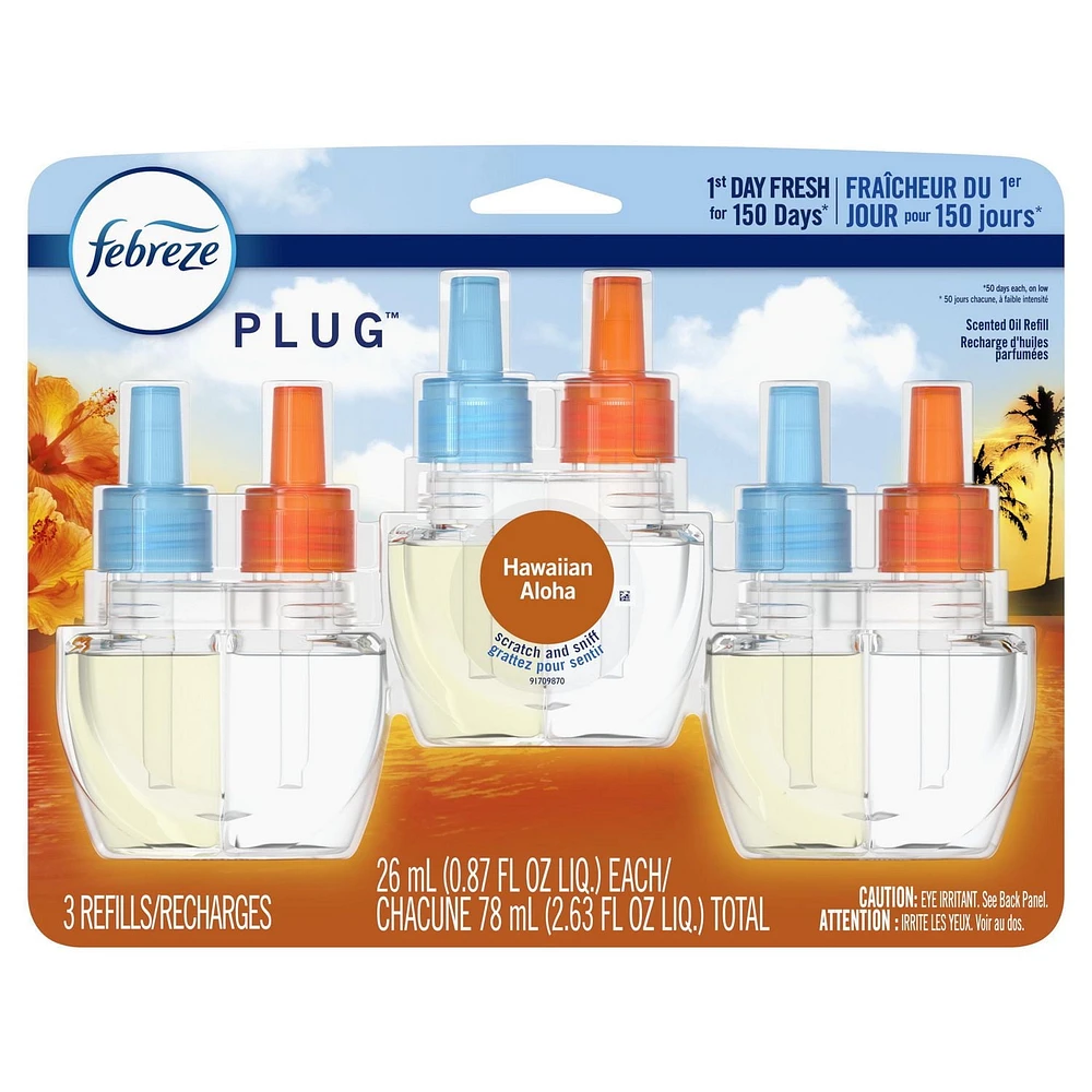 Febreze Odor-Eliminating Fade Defy PLUG Air Freshener Refill, Hawaiian Aloha