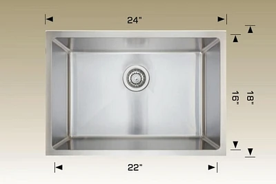 American Imaginations 24 pouces. Évier de cuisine en acier inoxydable approuvé par W CSA avec 1 bol et calibre 18
