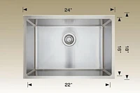 American Imaginations 24 pouces. Évier de cuisine en acier inoxydable approuvé par W CSA avec 1 bol et calibre 18