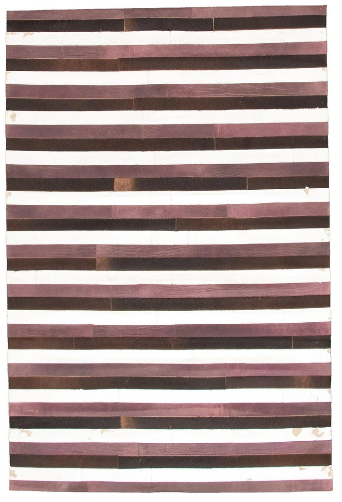 ECARPETGALLERY 3'11" x 6'0" Contemporary Cowhide Patchwork Handmade Area Rug for Living Room, Dining Room and Bedroom in Brown