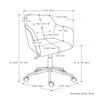 Chaise de travail pour adulte CorLiving Natasha, rembourrée et capitonnée, à hauteur réglable, avec accoudoirs