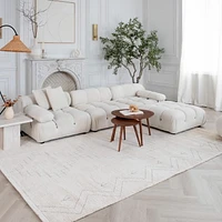 Tapis d'interieur abstrait Rug Branch Casa, beige creme, boheme - Salon, chambre