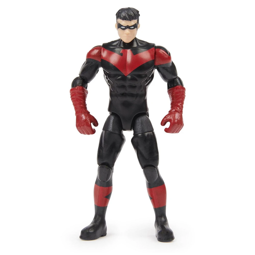 BATMAN, Figurine articulée NIGHTWING de 10 cm avec 3 accessoires mystère, Mission 3