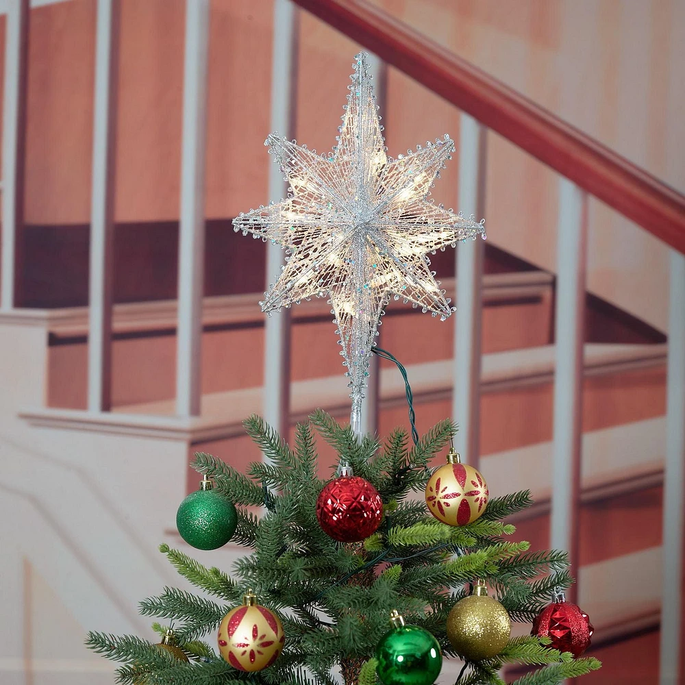 Holiday Time Christmas Tree Topper, Silver Liberty Star, 14.7"