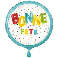 Bright Bonne Fete 18" Round Foil Balloon, Packaged, Helium quality