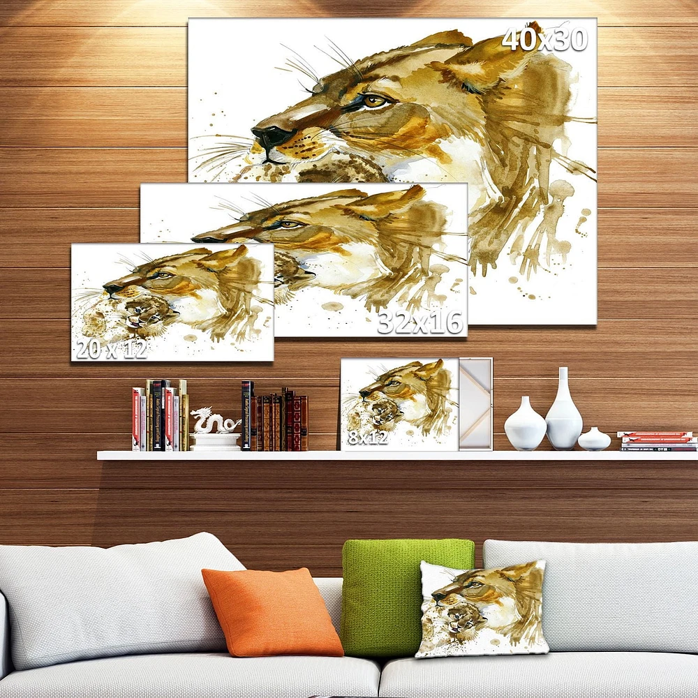 Impression sur toile « Lioness And Cub Illustration » Design Art