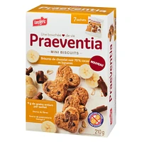 Praeventia Brisures de Chocolat Noir 70% Cacao et Bananes Mini Biscuits 210g/7 sachets