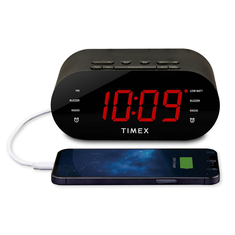 FM Dual Alarm Clock Radio with USB Charging, FM Dual Alarm Clock Radio