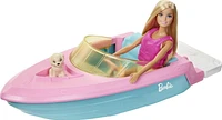 ​Barbie Doll and Boat Playset with Pet Puppy, Life Vest and Accessories, Fits 3 Dolls & Floats in Water, Gift for 3 to 7 Year Olds