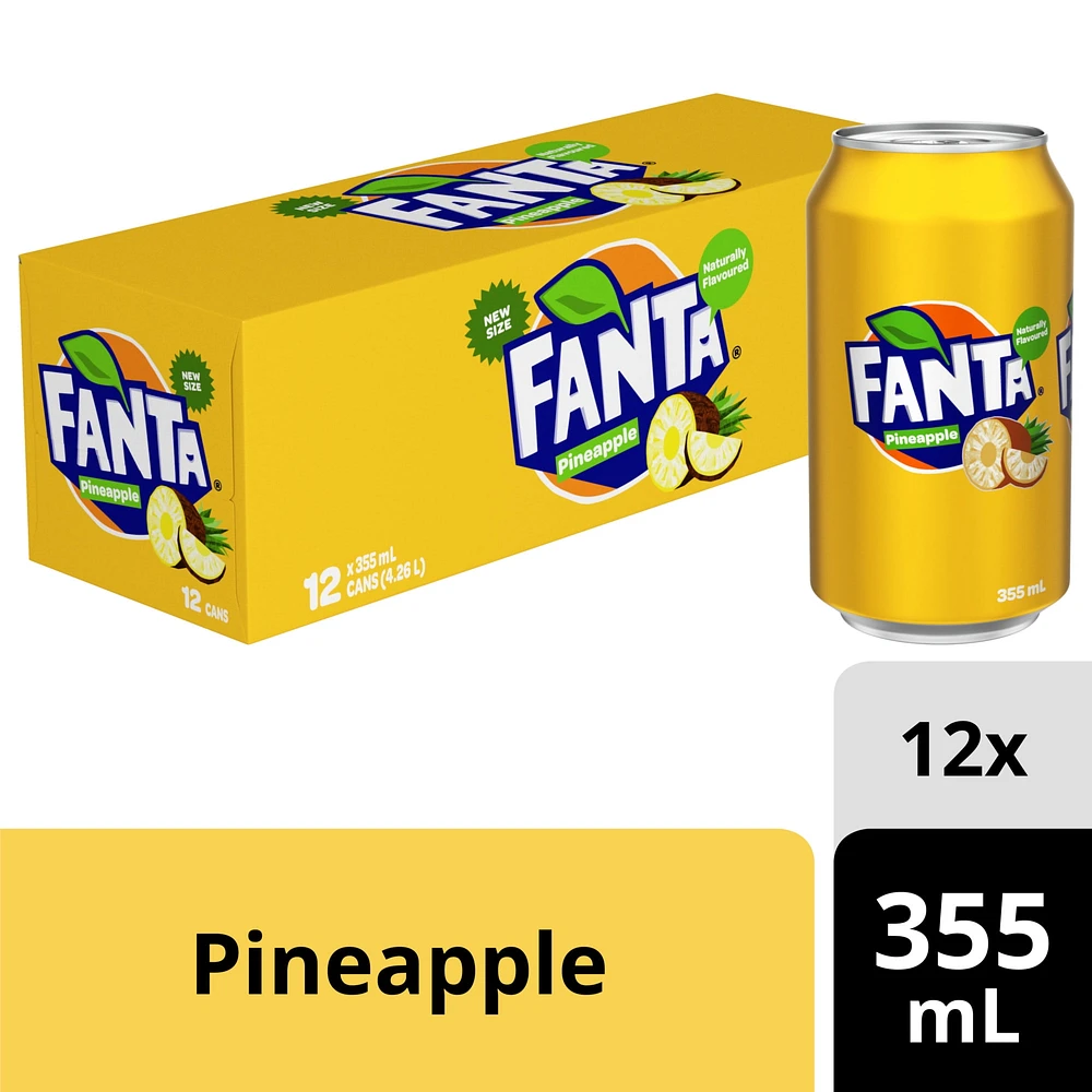 Fanta Pineapple Fridgepack Cans, 355 mL, 12 Pack, 12 x 355 mL