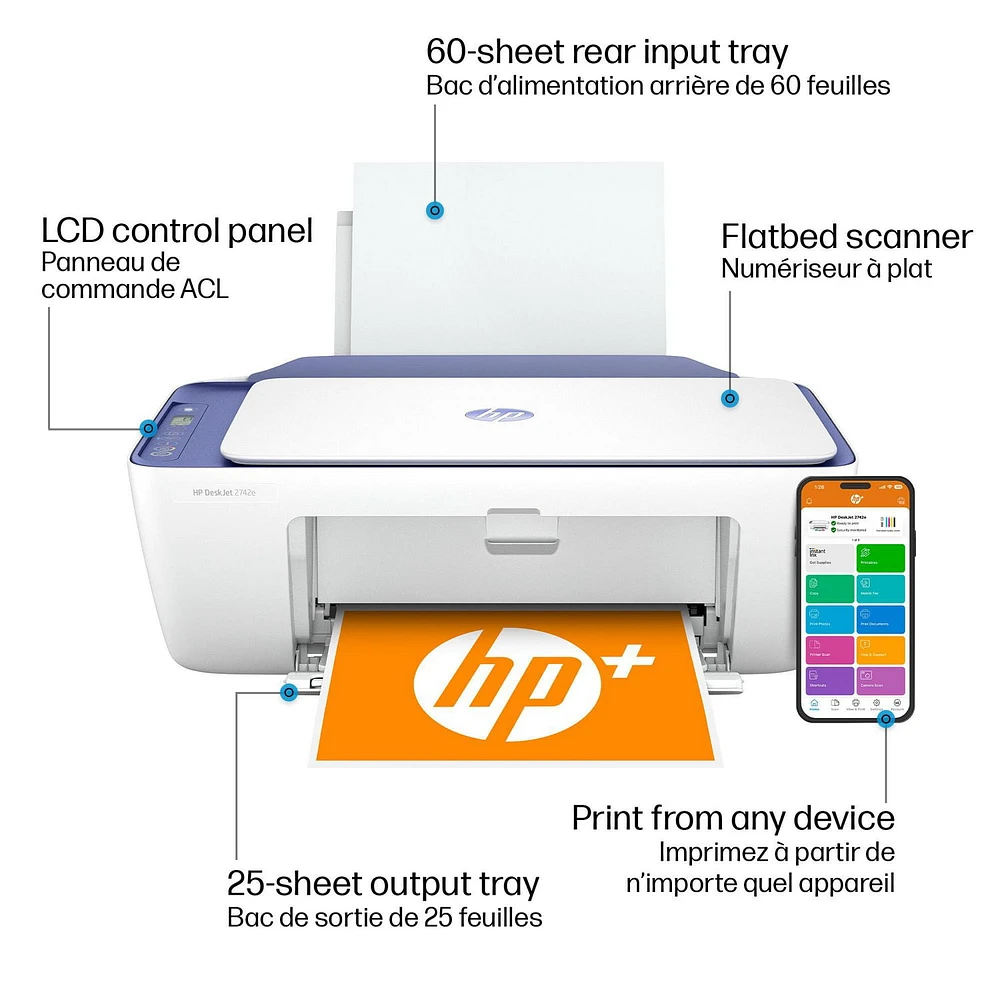 HP DeskJet 2742e All-in-One Printer with Bonus 6 Months Instant Ink, Keep it simple