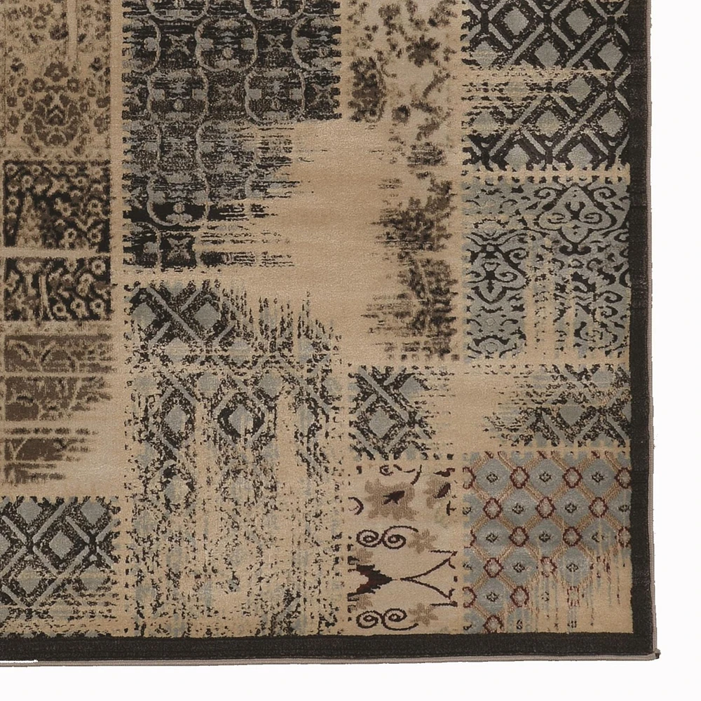 Tapis Bijou PatchWork beige et bleu de 8 pi x 10 pi 4 po