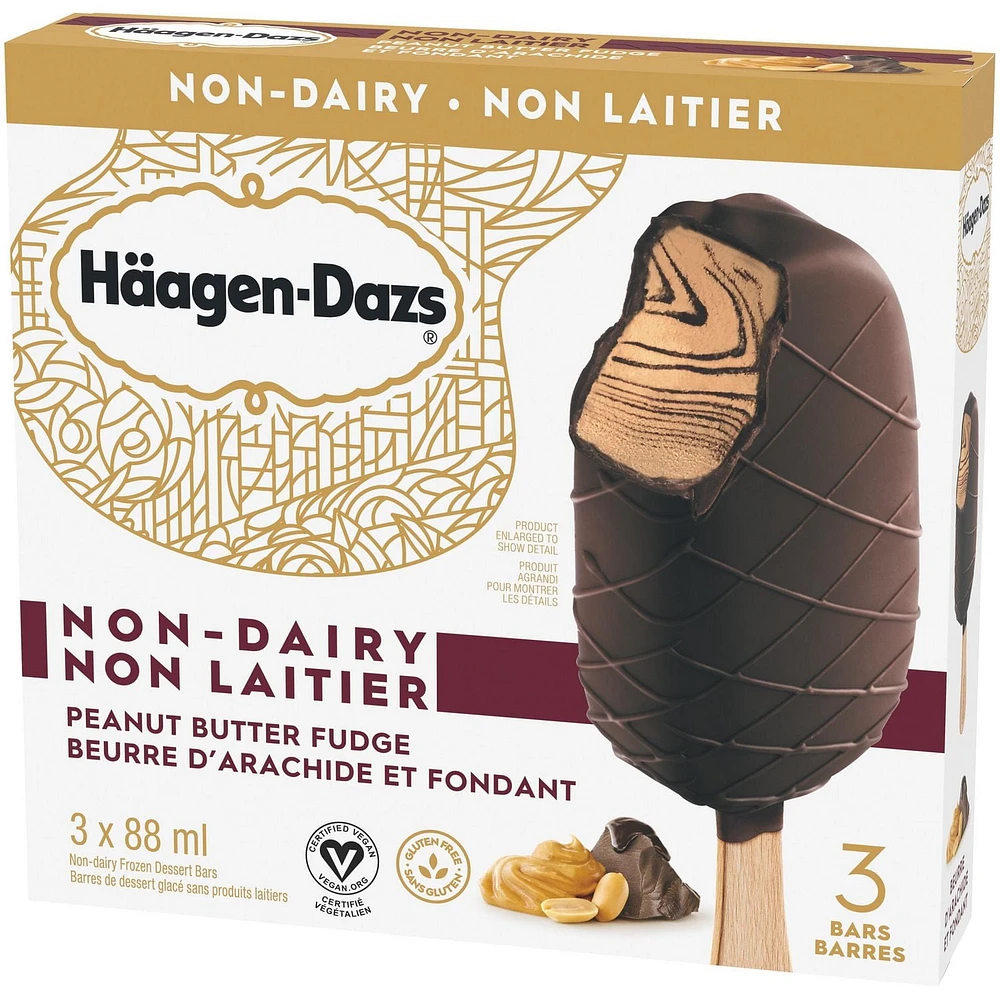 HÄAGEN-DAZS Sans produits laitiers Beurre d'arachide et fondant, 3 x 88 ml