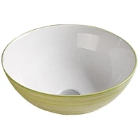 American Imaginations 16.34-in. W Above Counter Olive Swirl-White Bathroom Vessel Sink For Wall Mount Wall Mount Drilling AI-27998