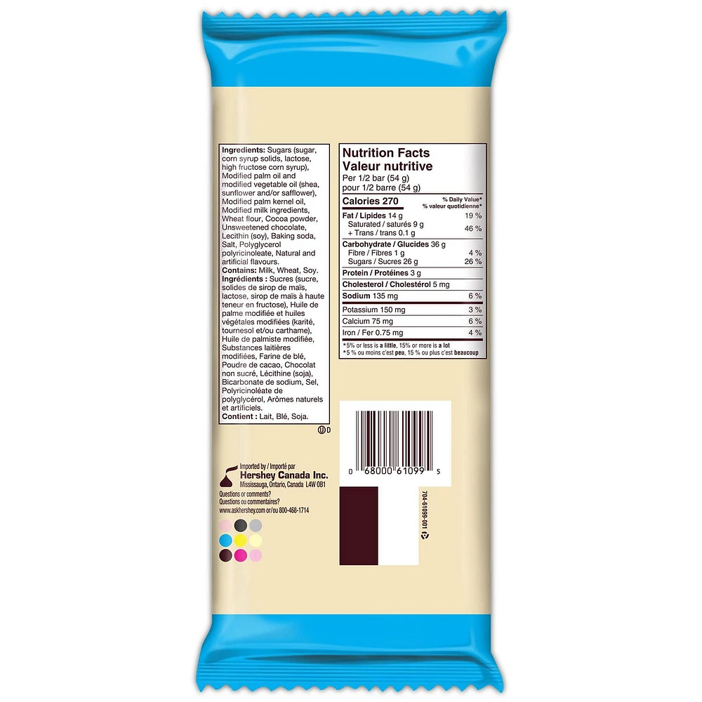 Barre de friandise format familial COOKIES 'N' CRÈME de HERSHEY'S, 108 g Barre de friandise format familial COOKIES 'N' CRÈME de HERSHEY'S