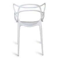 Master Style Plastic Chair Modern Mid Century, Indoor Outdoor Chair Patio Chair Kitchen Chair 18 Inch Seat Height Restaurant Chair Plastic Stackable Chair Side Bar Chair in White Set 4