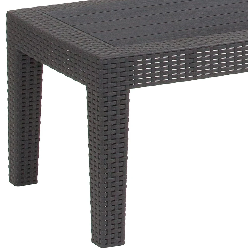 Light Gray Faux Rattan Coffee Table