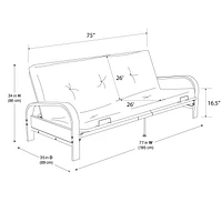 Cadre de futon à bras en métal noir de Mainstays avec couvre-matelas et fixations de 6 po