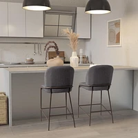 CorLiving Blakeley Tabouret de bar moderne rembourré à hauteur de comptoir avec pieds en métal – Vendu à l'unité – Tabourets de bar de cuisine confortables, tabourets de comptoir de bar et chaises à h